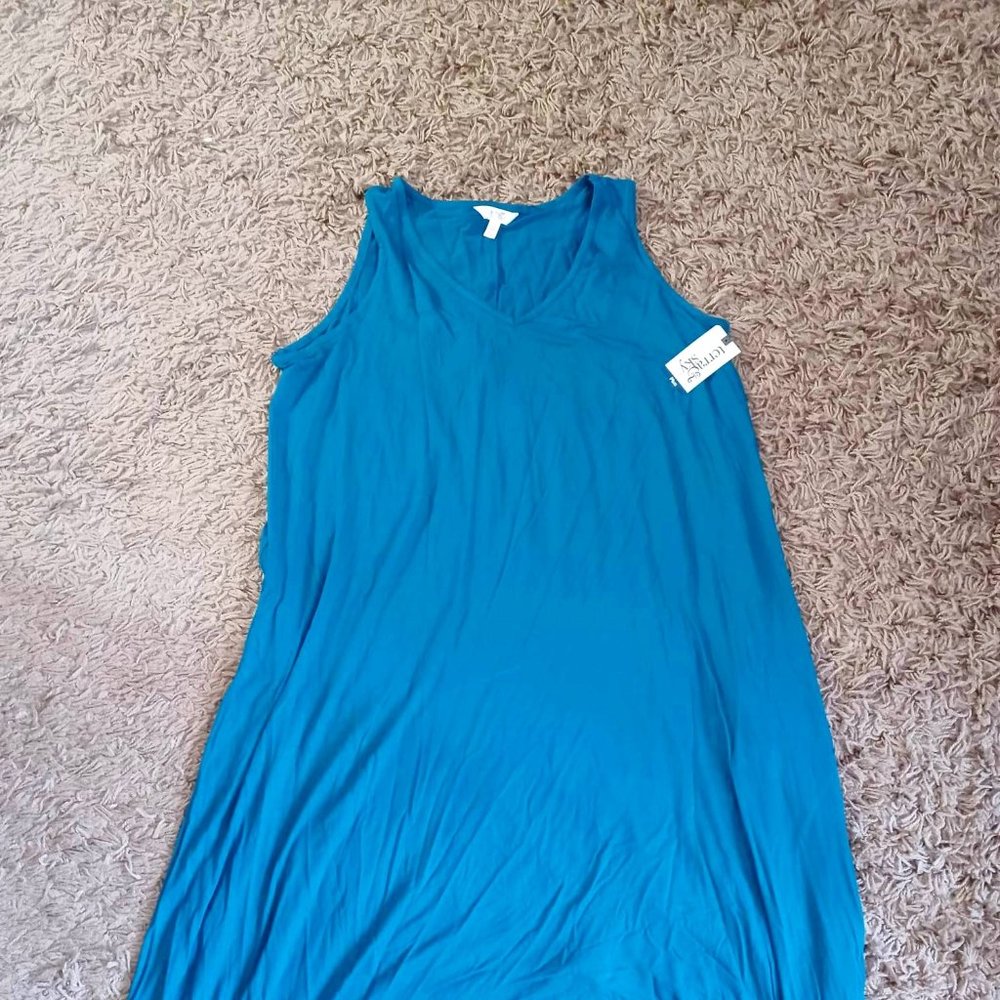 Women's Tank dress - teal - Size 0X (14W) Terra & Sky- New  with Tag